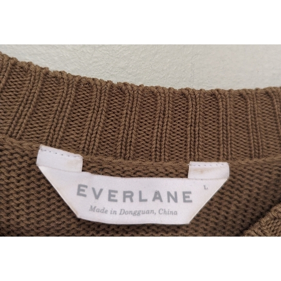 Everlane Crewneck Long Sleeve Cotton Viscose Sweater in Camel Size Large - Picture 3 of 5